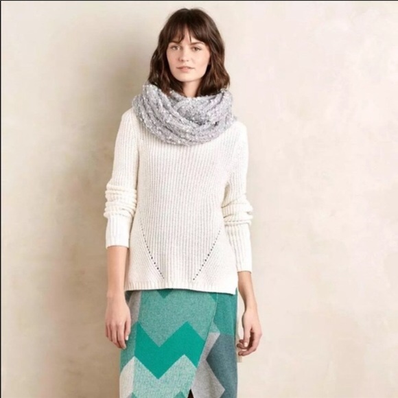 ❄️Anthro High Low Cream Turtleneck Sweater👢 - Picture 2 of 8